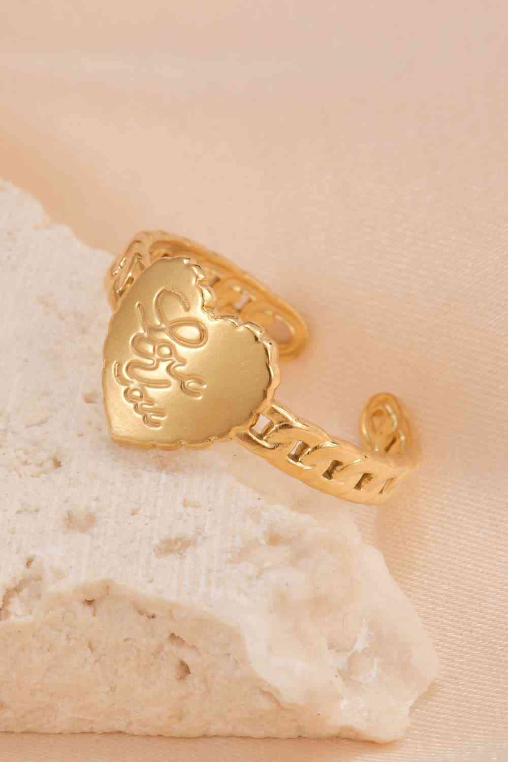 14K Gold Plated LOVE YOU Open Ring - Que Joyitas