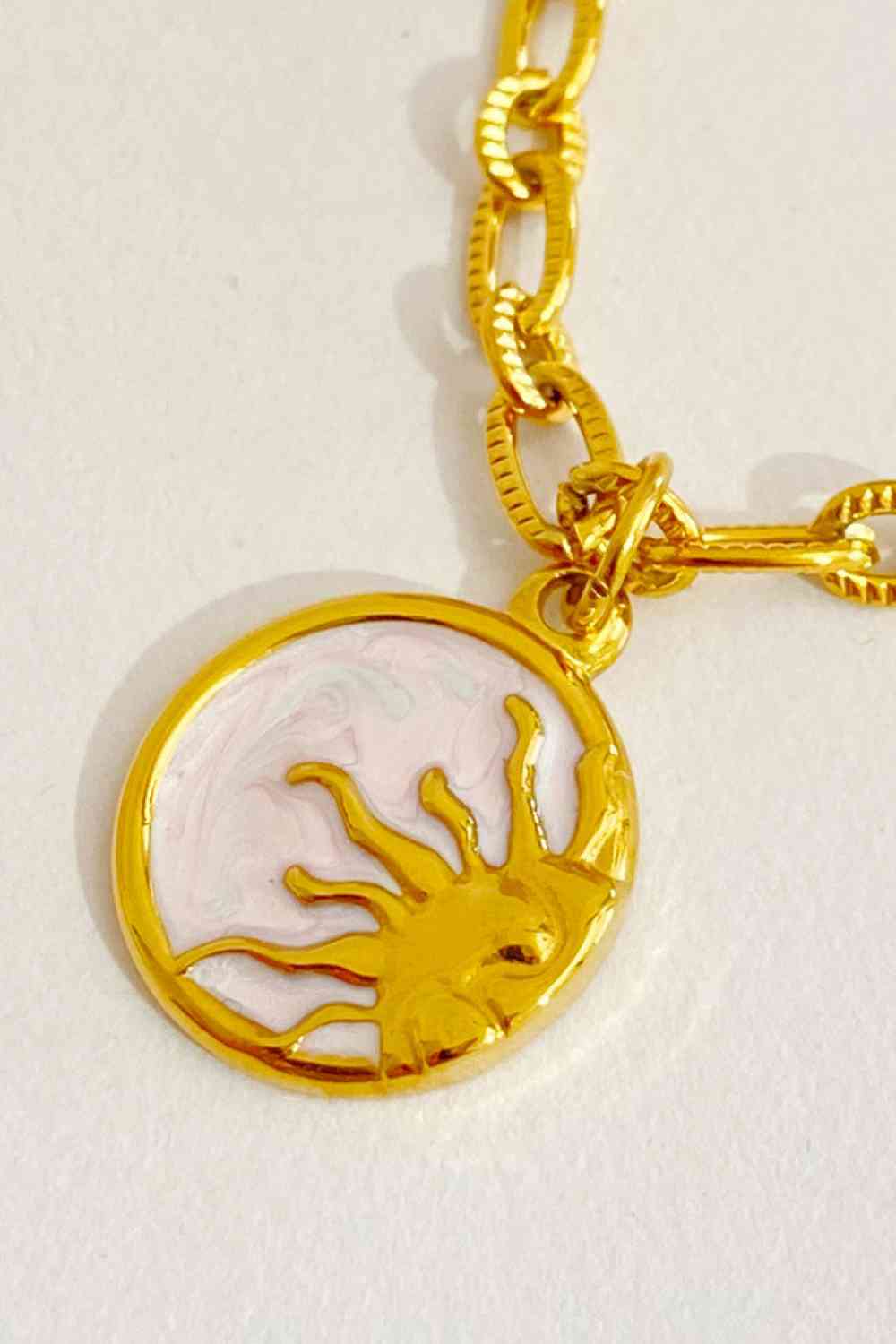 The Moon, Sun & Stars Round Pendant Stainless Steel Necklace - Que Joyitas