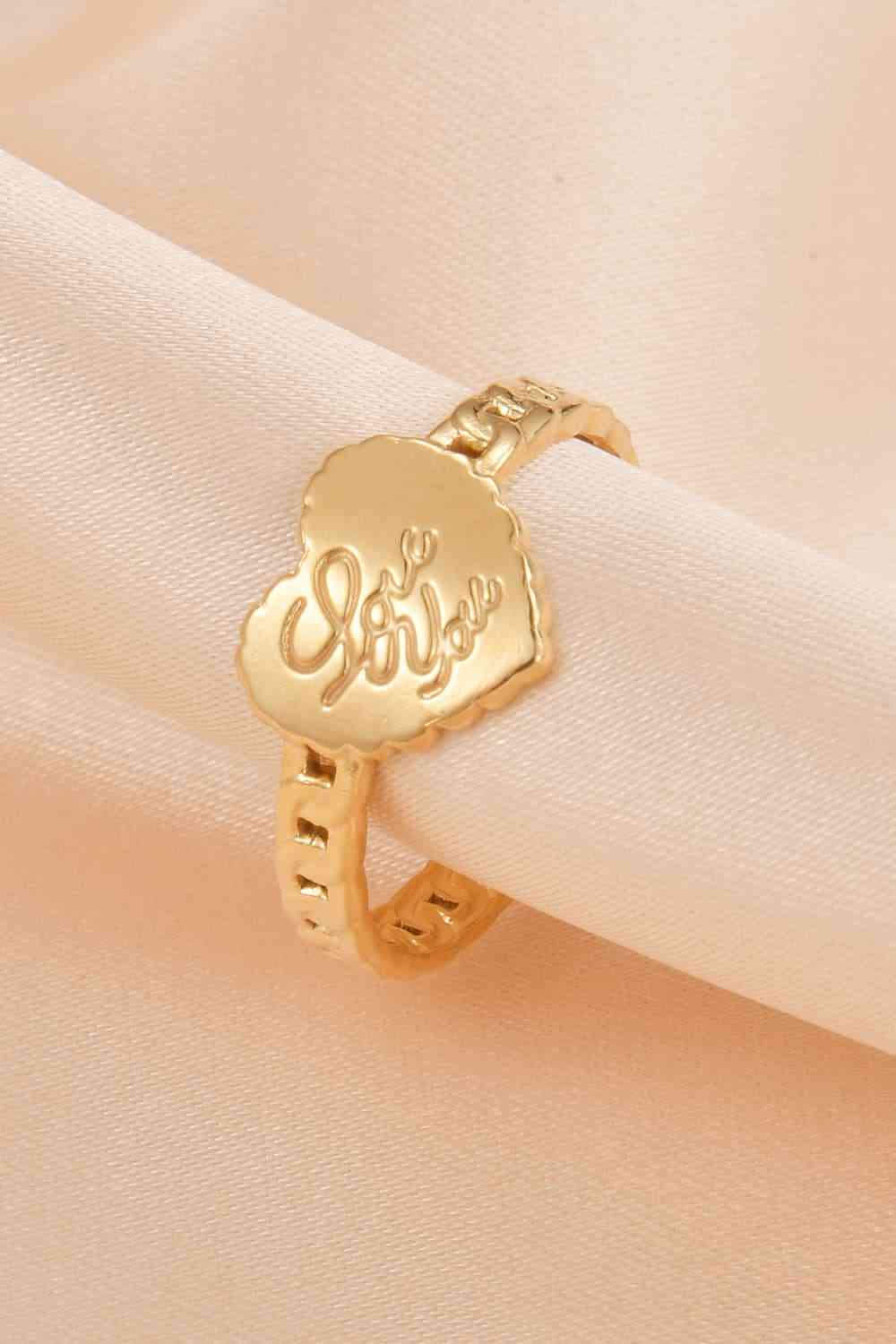 14K Gold Plated LOVE YOU Open Ring - Que Joyitas