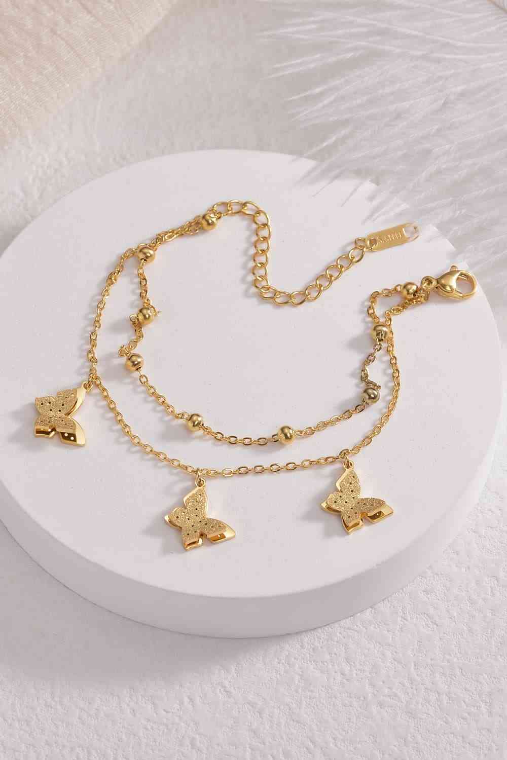 Butterflies Double-Layered Stainless Steel Bracelet - Que Joyitas