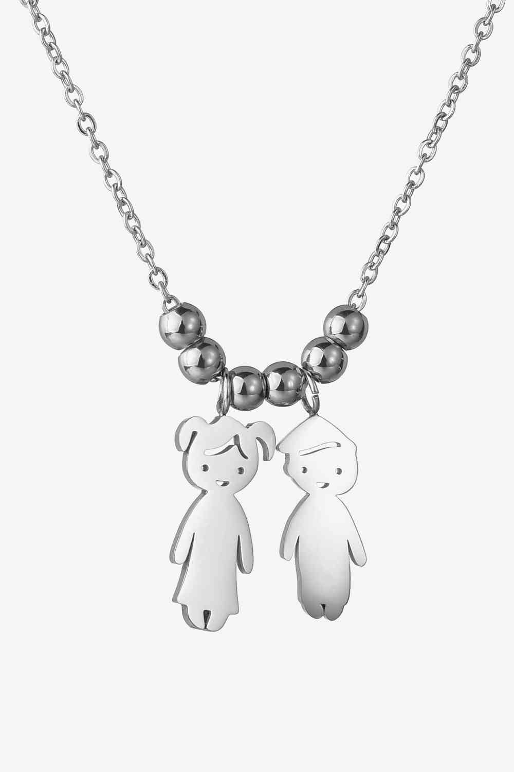 Boy and Girl Pendant Stainless Steel Necklace - Que Joyitas