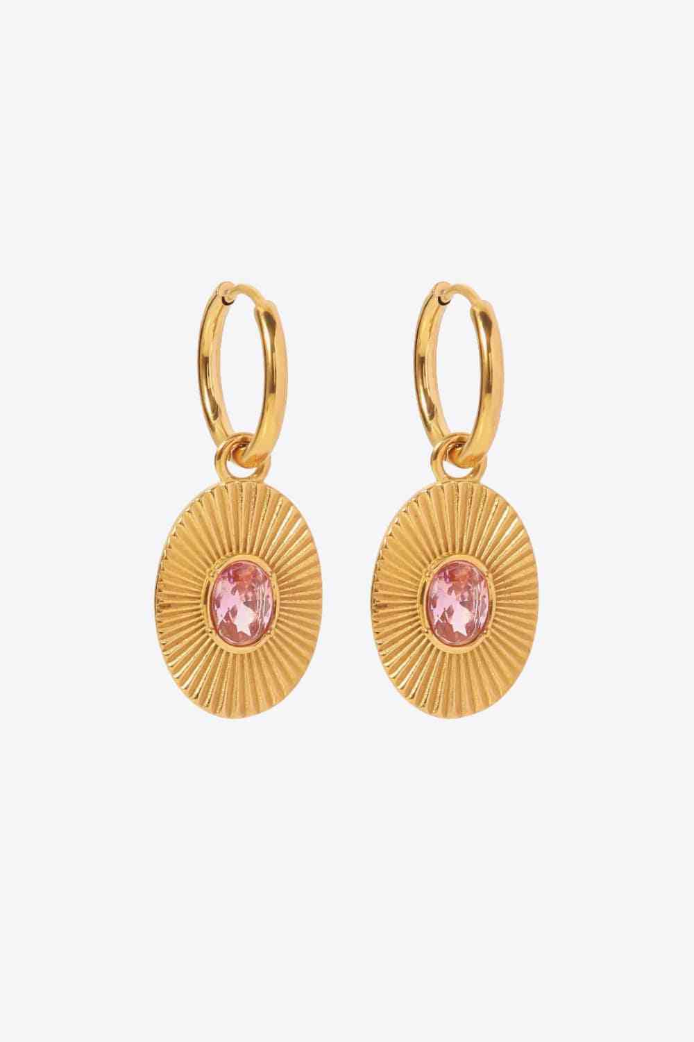 Stainless Steel Oval Dangle Earrings - Que Joyitas