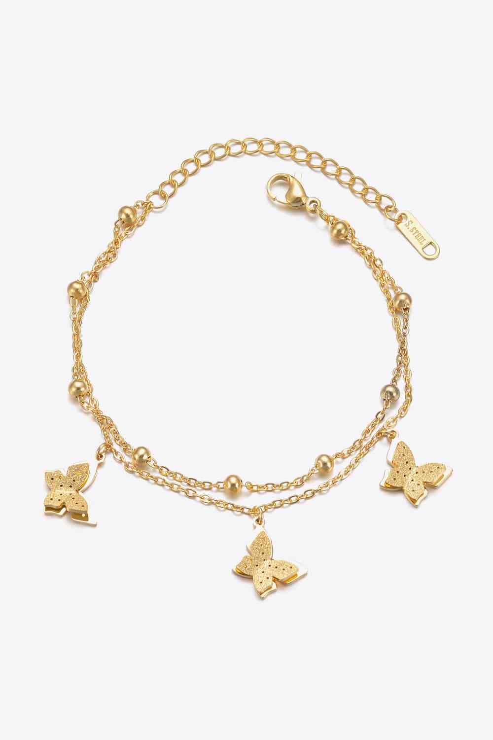 Butterflies Double-Layered Stainless Steel Bracelet - Que Joyitas