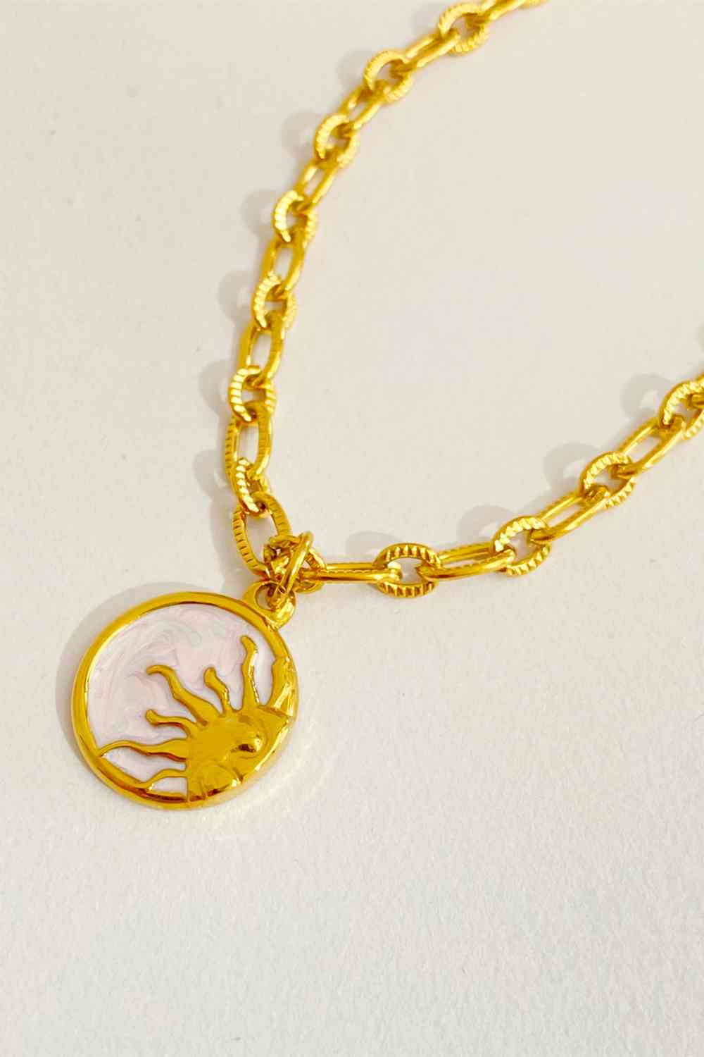 The Moon, Sun & Stars Round Pendant Stainless Steel Necklace - Que Joyitas