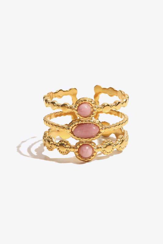 Pink and Gold Triple-Layered Open Ring - Que Joyitas