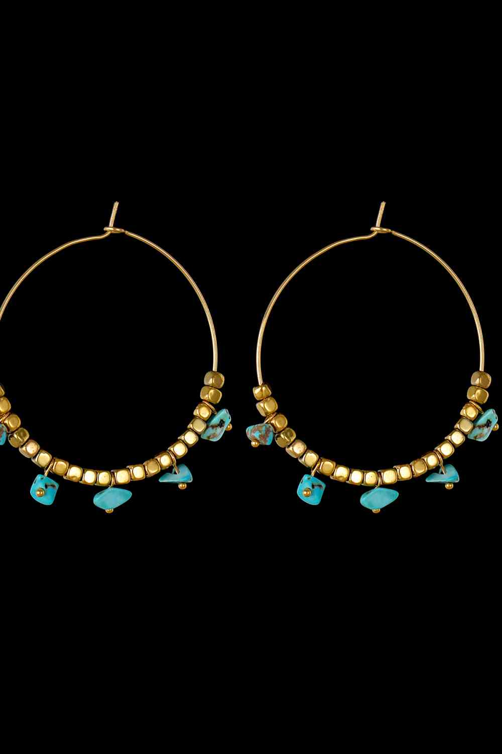 Turquoise Stainless Steel Hoop Earrings - Que Joyitas