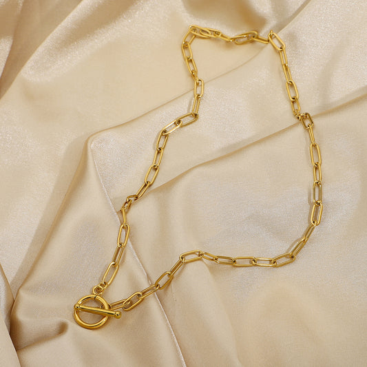 Paper Clip Chain Gold Necklace - Que Joyitas