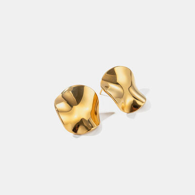 Oval Pleated Stud Earrings - Que Joyitas