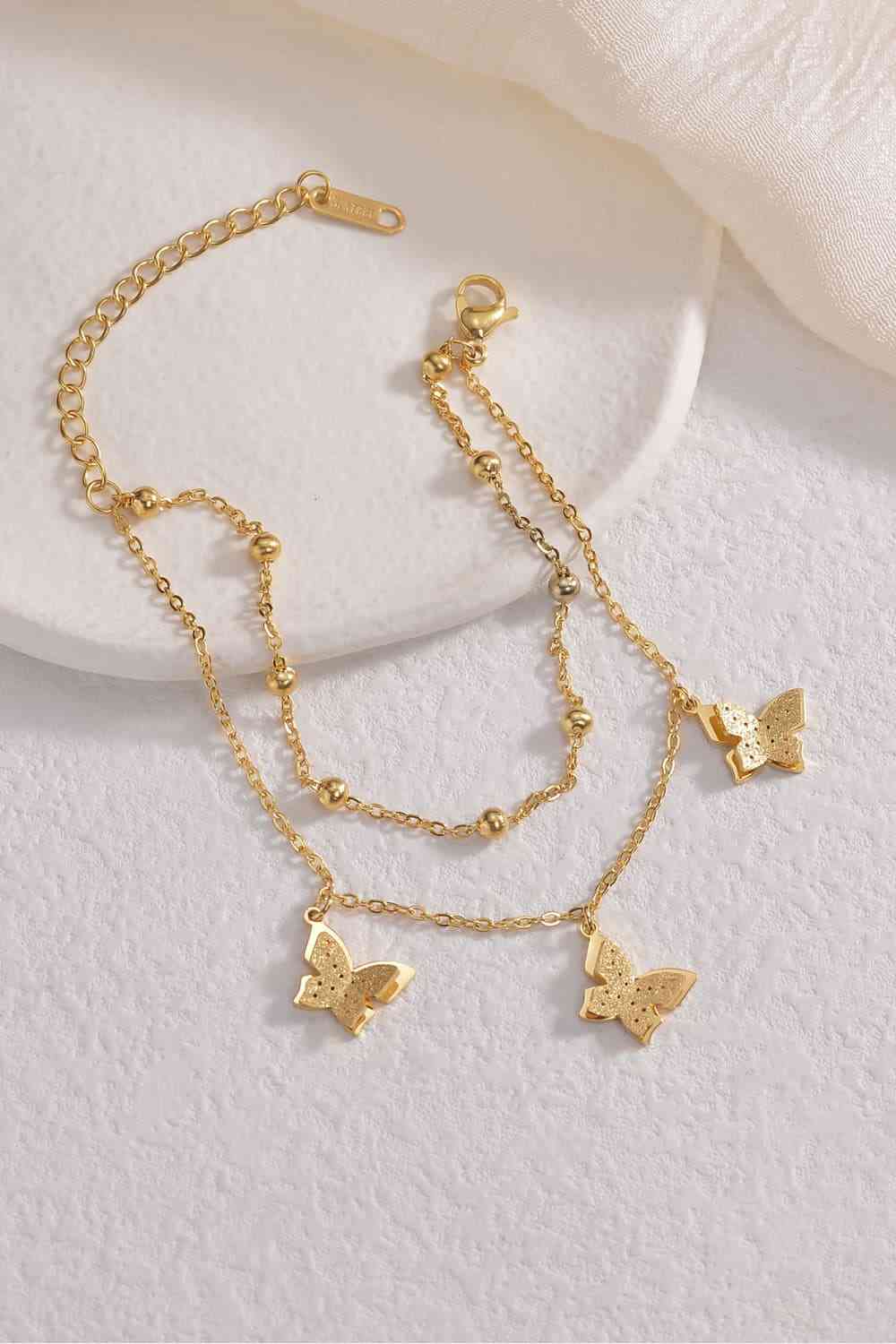 Butterflies Double-Layered Stainless Steel Bracelet - Que Joyitas