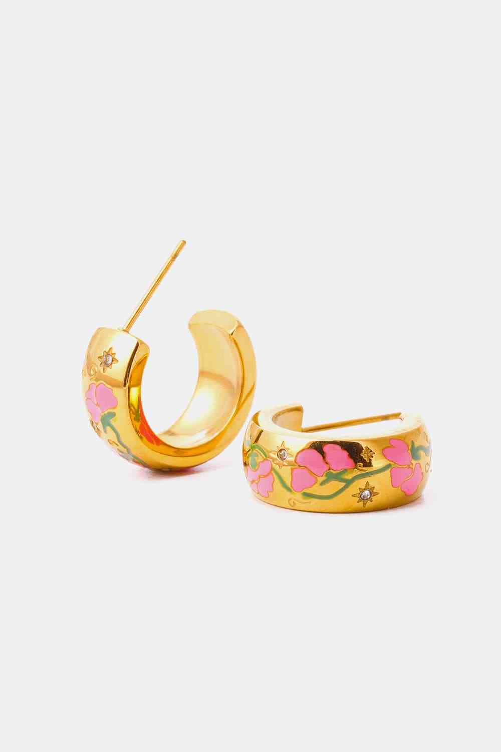 Daisy Flower C-Hoop Earrings - Que Joyitas