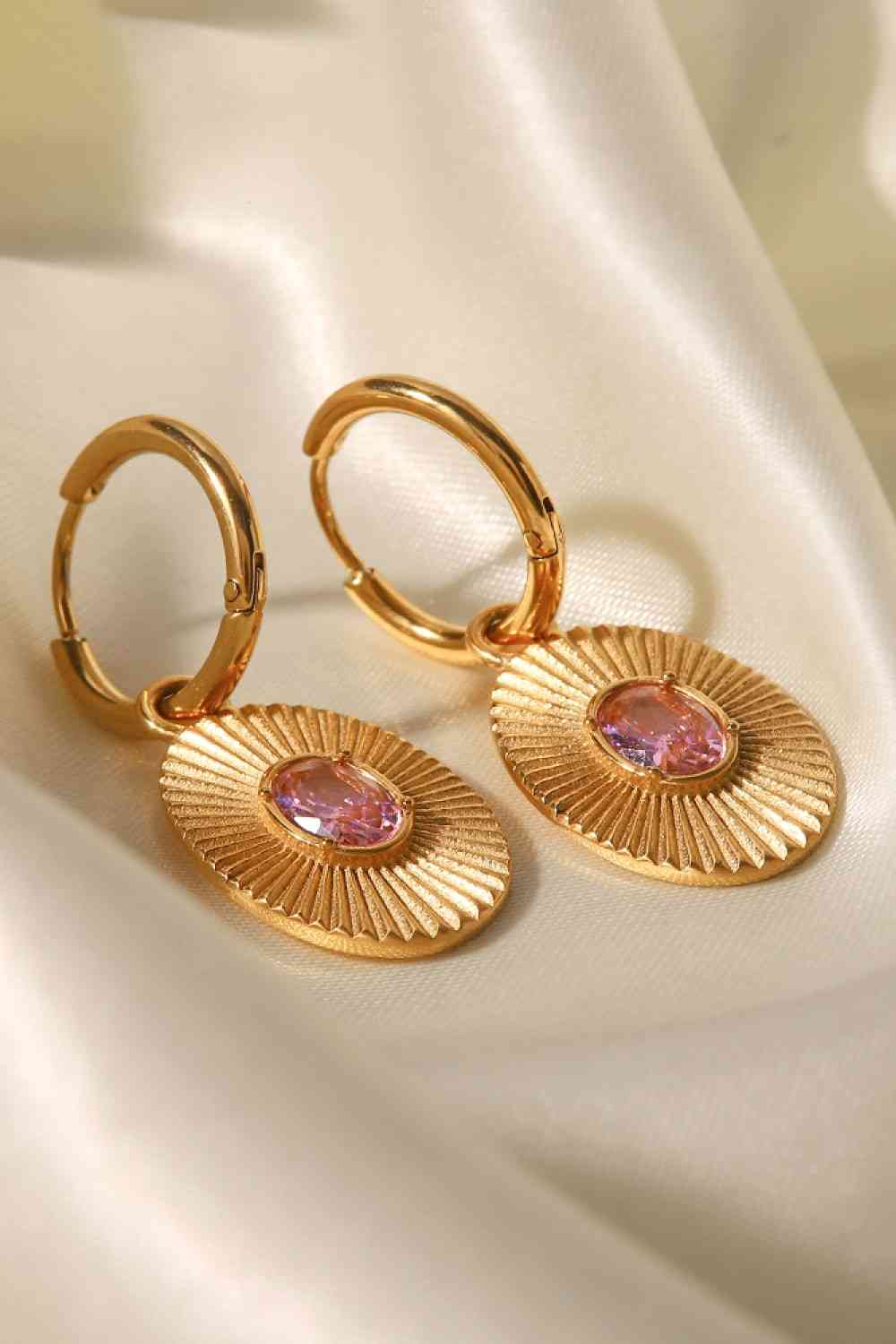 Stainless Steel Oval Dangle Earrings - Que Joyitas