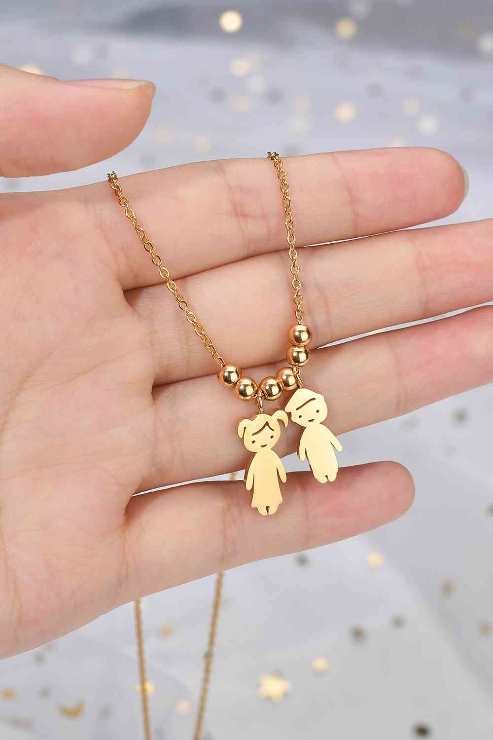 Boy and Girl Pendant Stainless Steel Necklace - Que Joyitas