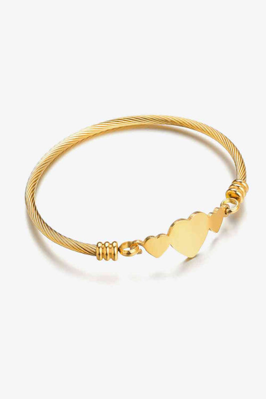 Triple Heart Stainless Steel Bracelet - Que Joyitas