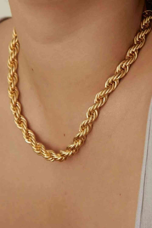 Twisted Rope Gold Chain Necklace - Que Joyitas