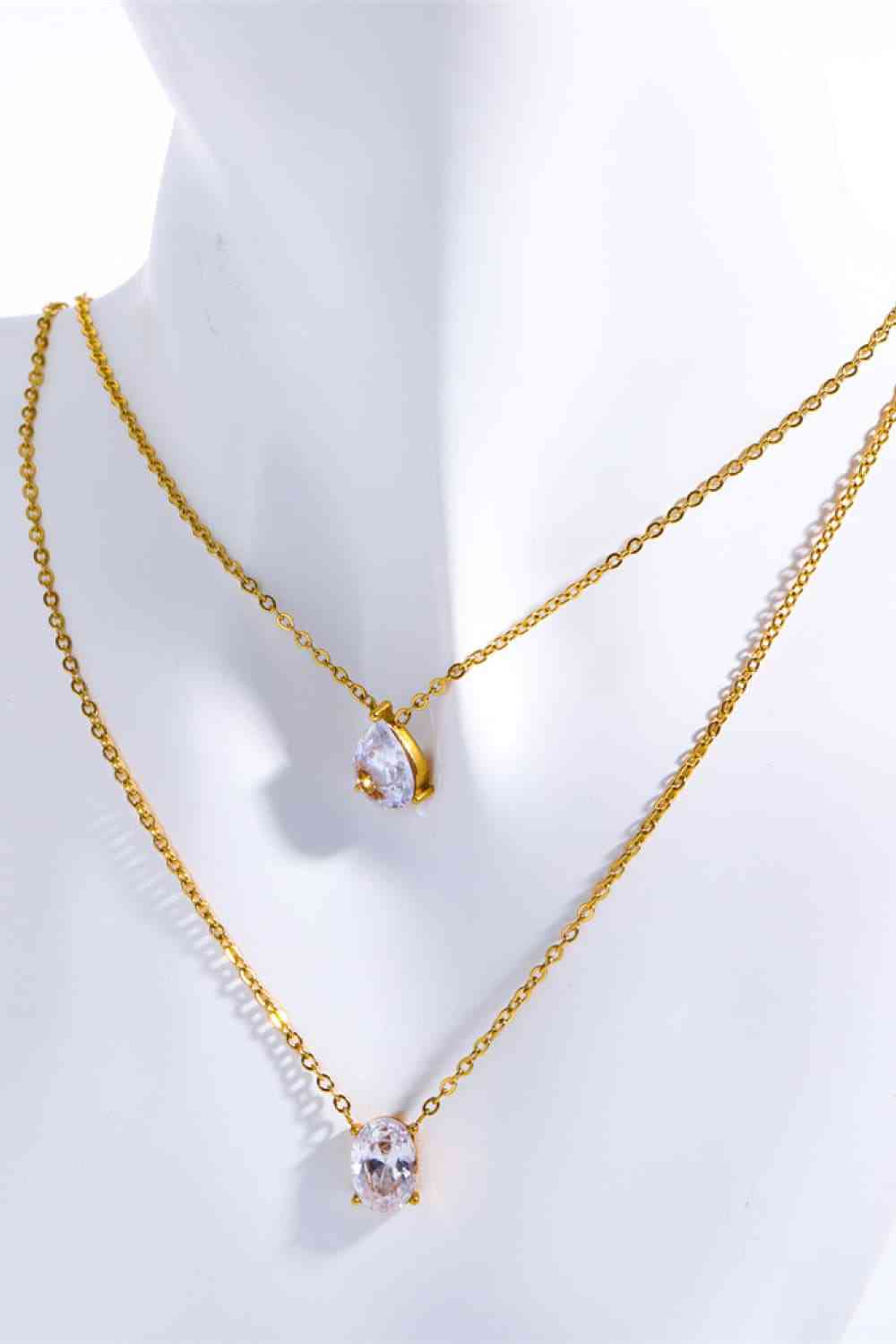 Teardrop & Oval Gold Plated Necklace - Que Joyitas