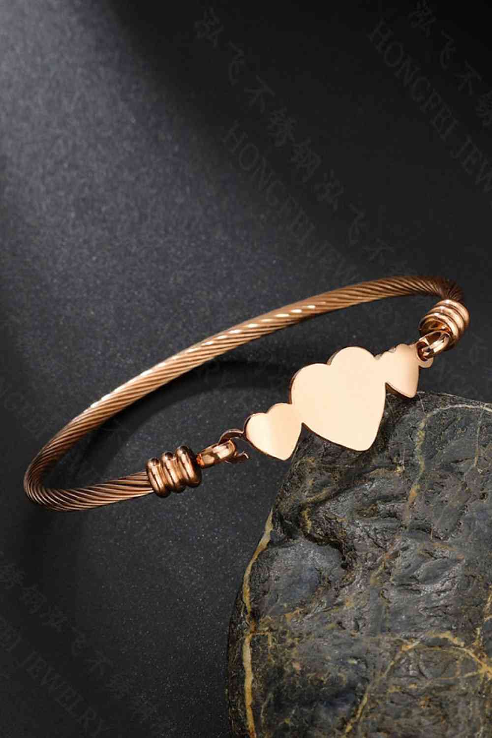 Triple Heart Stainless Steel Bracelet - Que Joyitas