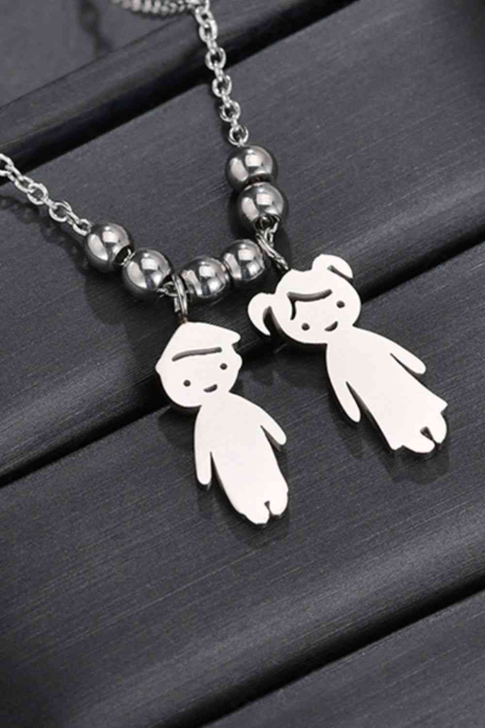 Boy and Girl Pendant Stainless Steel Necklace - Que Joyitas